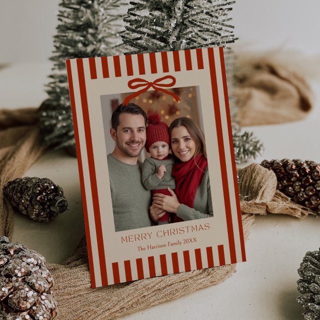 Red Rand Bow Anpassade Julkort (Skapare uppladdad)