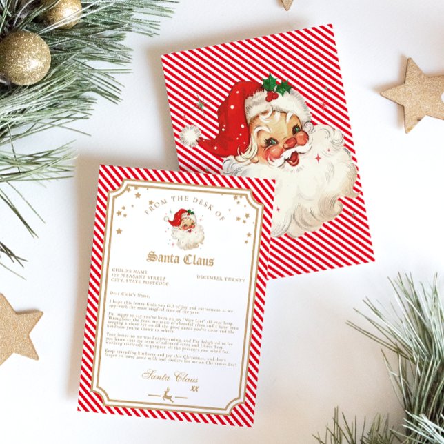 Red Rand Brev från Santa Santa Inbjudningar (Letter From Santa)