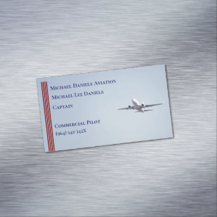 Red Rand Commercial Airplane Pilot Magnetiska Visitkort
