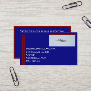 Red Rand Commercial Airplane Pilot Visitkort