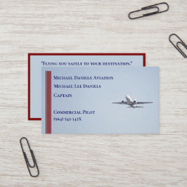 Red Rand Commercial Airplane Pilot Visitkort