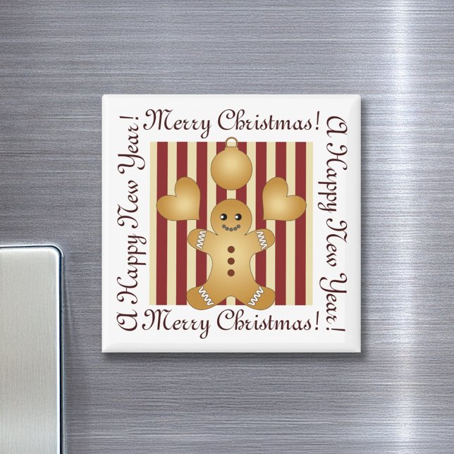 Red Rand Cute Pepparkaksgubbe Cookie-jul Magnet (Skapare uppladdad)