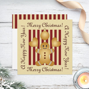 Red Rand Cute Pepparkaksgubbe jul Julkort