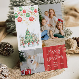 Red Rand Festive Grönt God jul 2 Photo Julkort