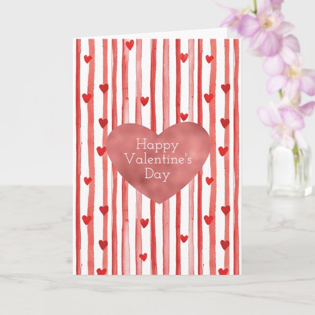 Red Rand & Hearts Alla hjärtans dag Kort (Orkide)