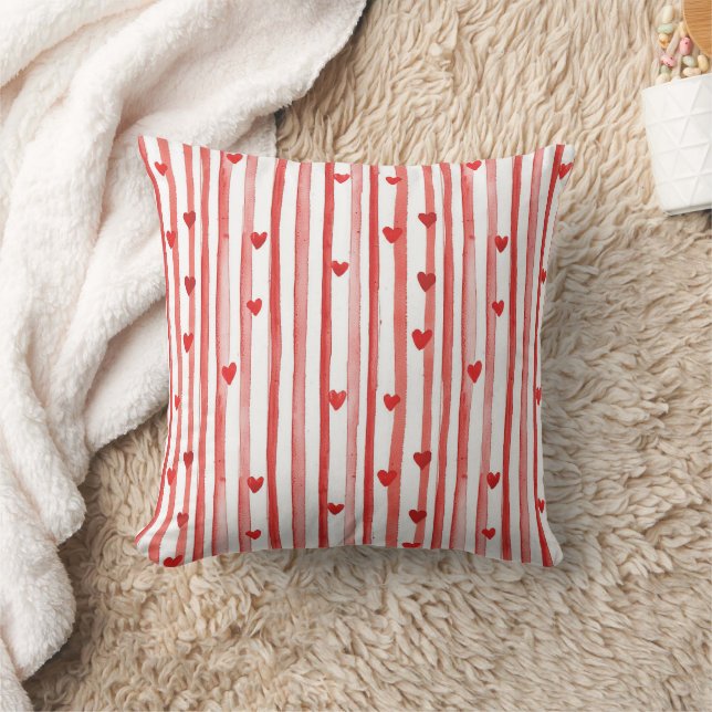 Red Rand & Hearts Kudde (Filt)