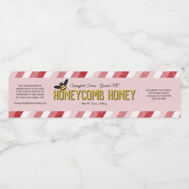 Red Rand Honeycomb Wrap Around Honungsbox Labels Vattenflaskor Etikett (Singel etikett)