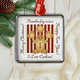 Red Rand jul Cookie Cute Pepparkaksgubbe Julgransprydnad Metall