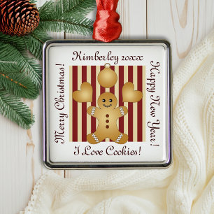 Red Rand jul Cookie Cute Pepparkaksgubbe Julgransprydnad Metall