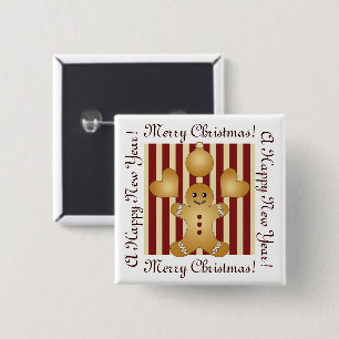 Red Rand jul Cookie Cute Pepparkaksgubbe Knapp