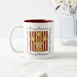 Red Rand jul Cookie Cute Pepparkaksgubbe Två-Tonad Mugg