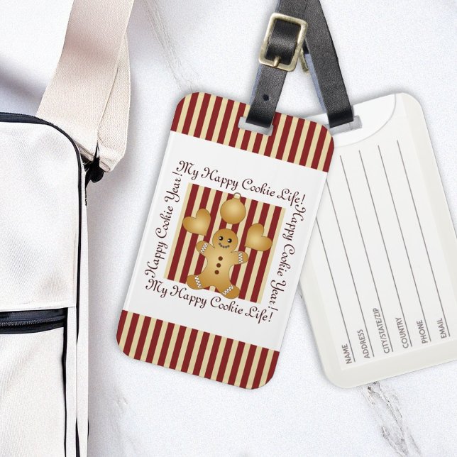 Red Rand jul Cookie Pepparkaksgubbe Kids Bagagebricka (Skapare uppladdad)