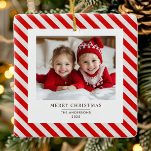 "Red Rand med Photo God jul och Namn Julgransprydnad Keramik