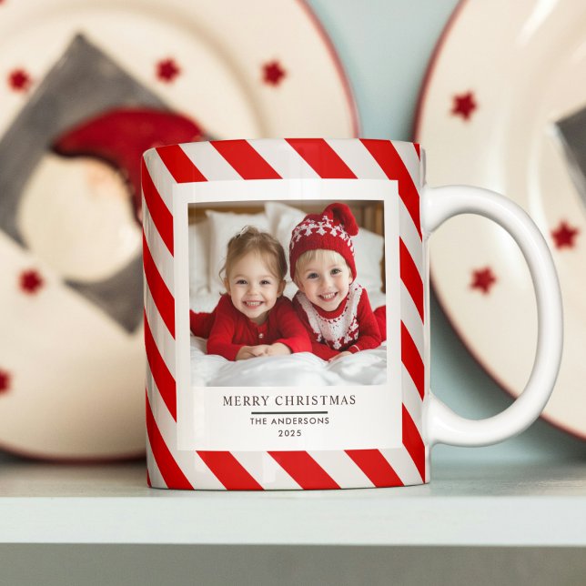 "Red Rand med Photo God jul och Namn Kaffemugg (Skapare uppladdad)