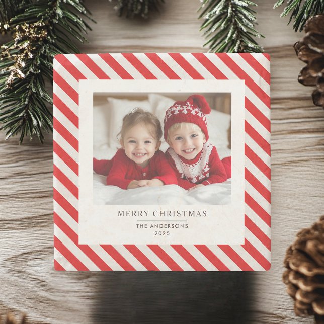 "Red Rand med Photo God jul och Namn Stenunderlägg (Skapare uppladdad)