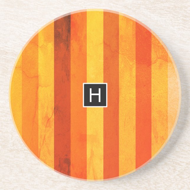 Red Rand Monogram (Orange) Underlägg Sandsten (Framsidan)