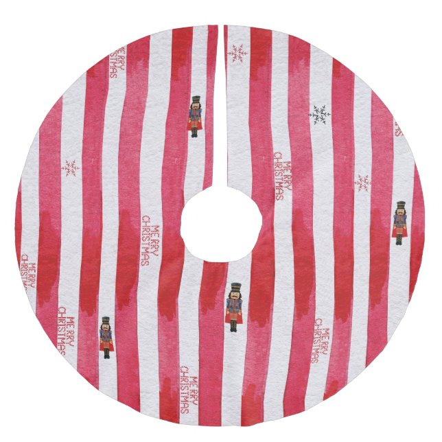 Red Rand Nutcracker God jul Träd Skirt Julgransmatta Borstad Polyester (Framsidan)