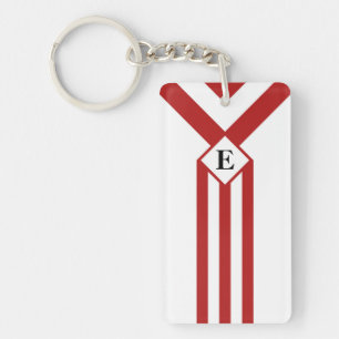Red Rand och Chevrons med Monogram på White