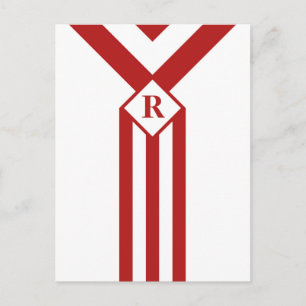 Red Rand och Chevrons med Monogram på White Vykort