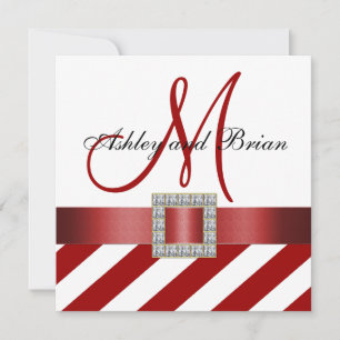Red Rand, Ribbon, Monogram bröllopsinbjudning Inbjudningar