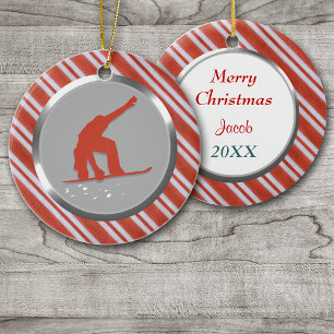 Red Rand Snowboarder Personlig jul Julgransprydnad Keramik
