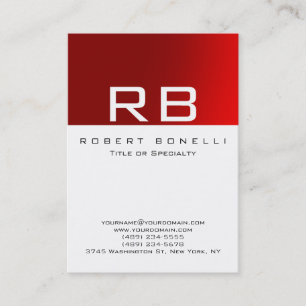 Red Rand White Background Monogram Affärskort Visitkort