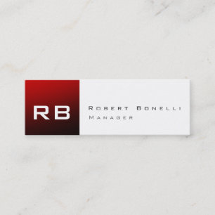 Red Rand White Monogram Smala Affärskort Mini Visitkort