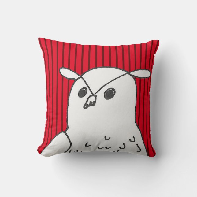 Red Rand Woodland Animal Art Cute Uggla Kudde (Framsida)