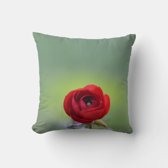 Red Ranunculus Blommar Dekorativ kudde (Framsida)