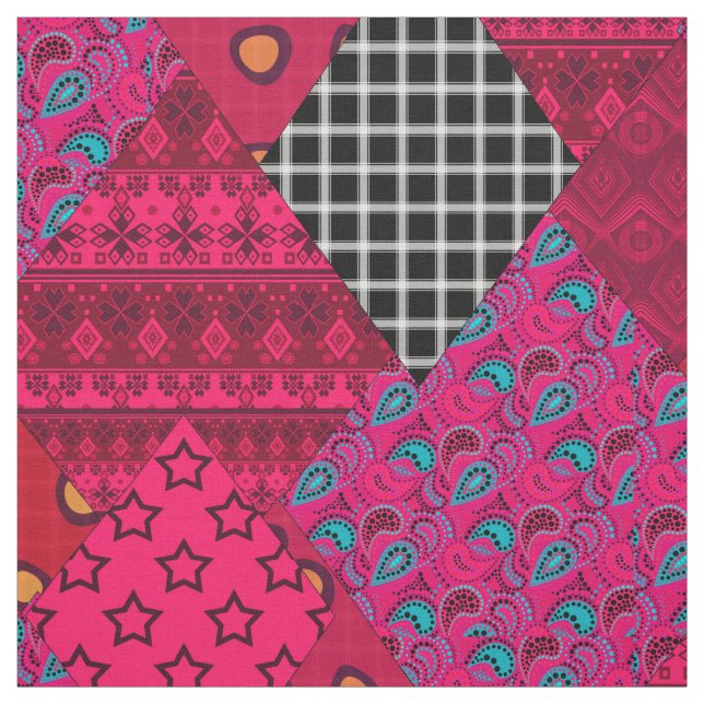 Red Raspberry Patchwork Tyg (Provkarta)