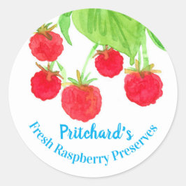 Red Raspberry Watercolor Fruit Sylt Burk etikett