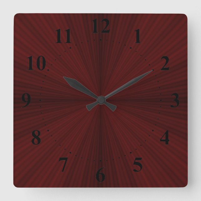 Red Rays Quartered Wall Clock Fyrkantig Klocka (Framsida)