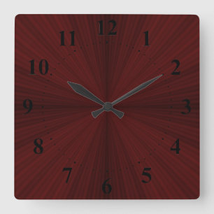 Red Rays Quartered Wall Clock Fyrkantig Klocka