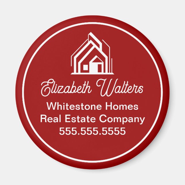 Red Real Estate Company Customized Realtor Magnet (Framsidan)