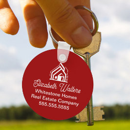 Red Real Estate Company Customized Realtor Nyckelring