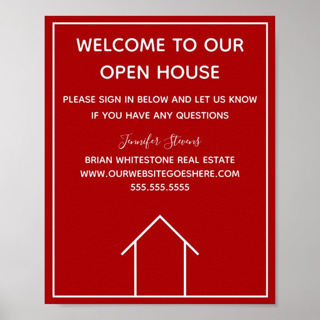 Red Real Gods Company Anpassningsbar Open House Poster (Framsidan)