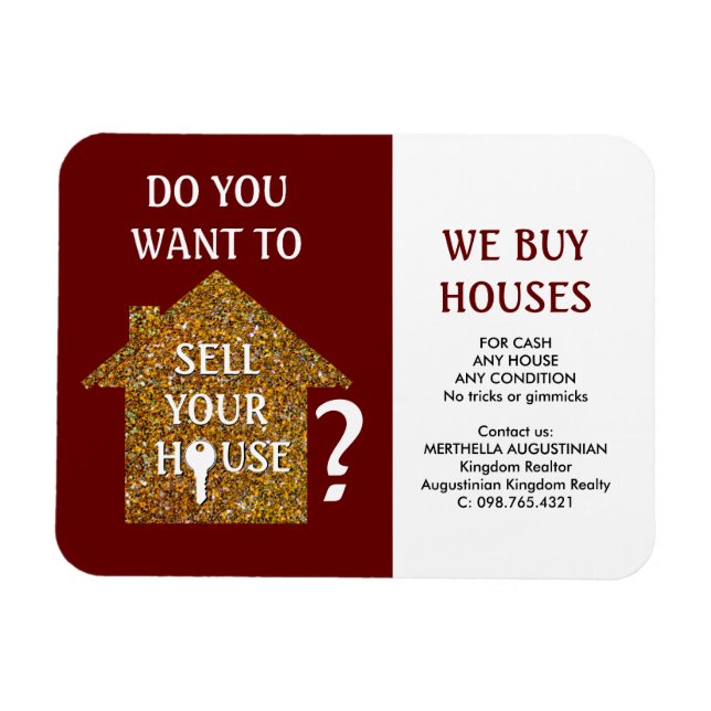 Red Realtor WE KÖP HOUSES Magnet (Horisontell)