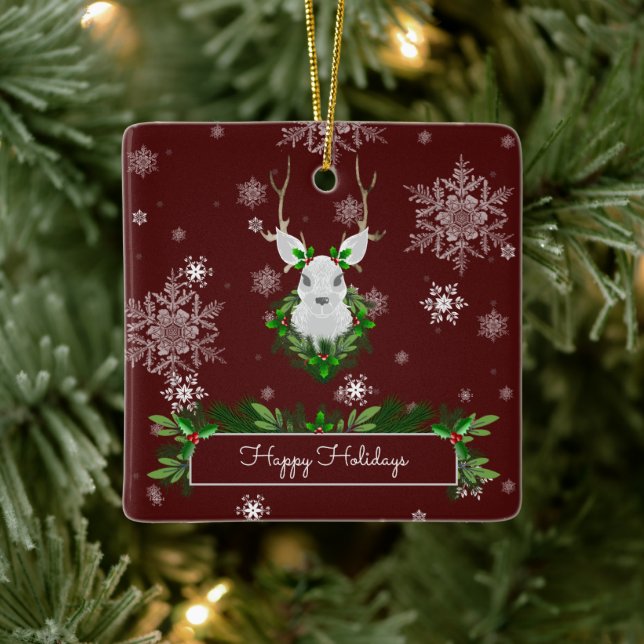 Red Reindeer Ceramic Ornament (Träd)