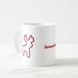 Red Reindeer Contour Personalized Name Kaffemugg
