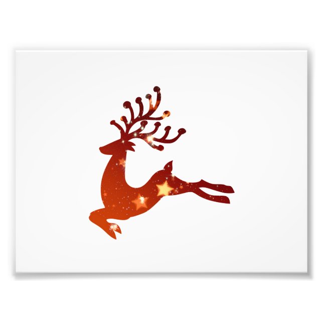 Red Reindeer silhouette - Välj bakgrund färg Fototryck (Framsidan)