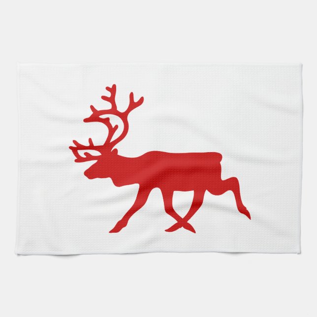 Red Reindeer / Västindiou Silhouette Kökshandduk (Horisontell)