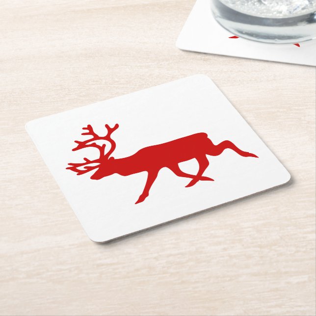 Red Reindeer / Västindiou Silhouette Underlägg Papper Kvadrat (Vinklad)