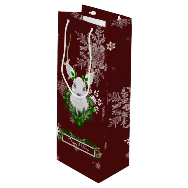 Red Reindeer Vin Gift Bag (Framsidan Vinklad)