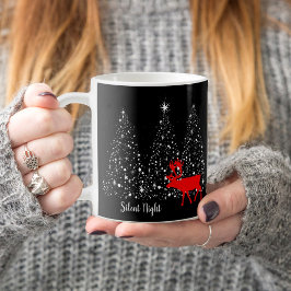 Red Reindeer White Julgran Silent Night Kaffemugg