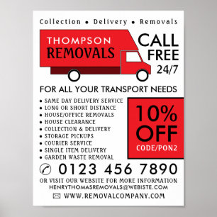 Red Remove Van, Removal Company Rekltising Poster