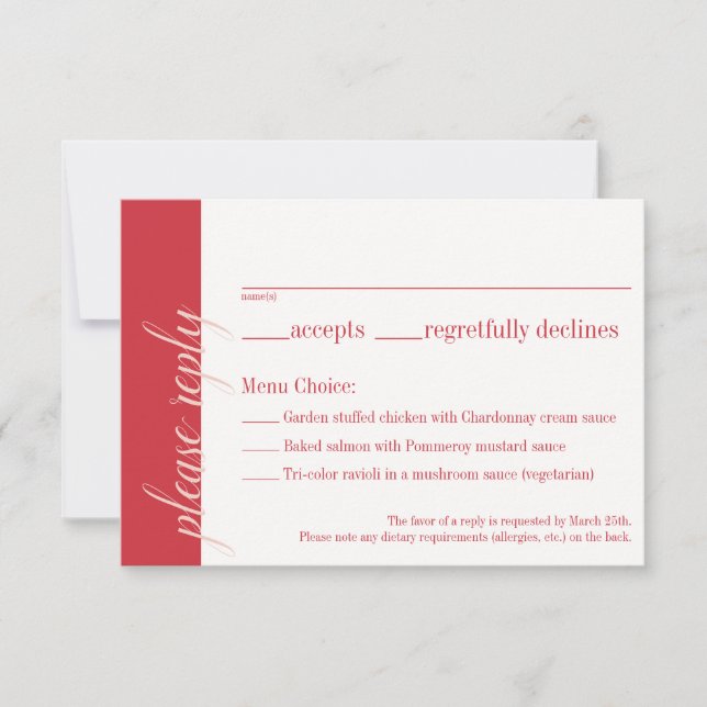 Red Responcard, Caroline Bröllop Collection OSA Kort (Framsida)