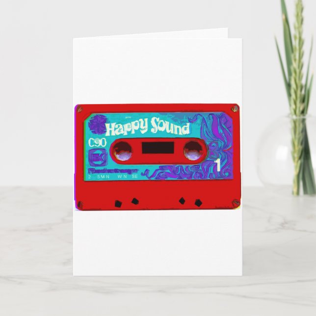 Red Retro Audio Cassette-band Helgkort (Framsida)