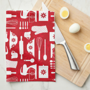 Red Retro Baking Kökshandduk