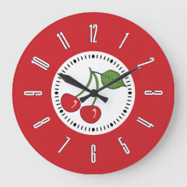 Red Retro Cherry Stor Klocka