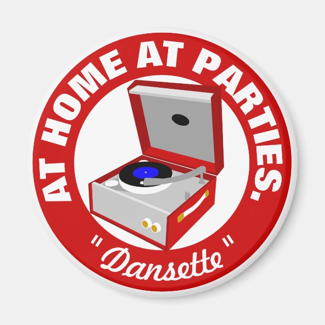 Red Retro Dansette-postspelare Magnet (Framsidan)